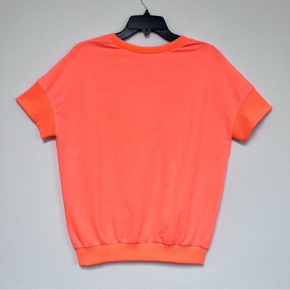 Ellison Neon Asymmetrical Zip Short Sleeve French Terry Pullover - Picture 5 of 5